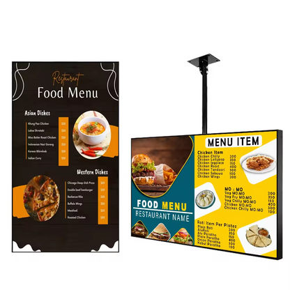 Restaurant ceiling hanging lcd display hanging double sided advertising screen