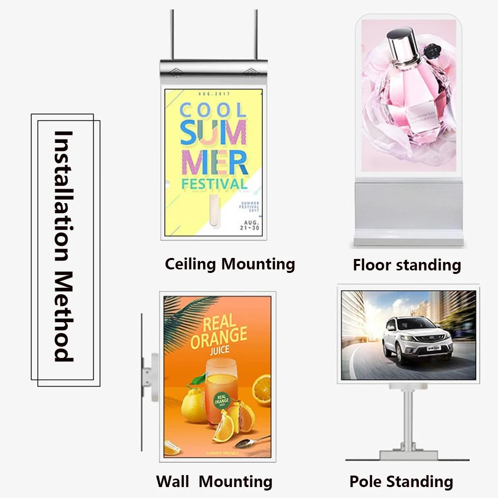 Haning Lcd displays 32‘’ 43‘’ 55‘’ Hanging LCD Display Screen digital signage and displays both sides CMS Management System