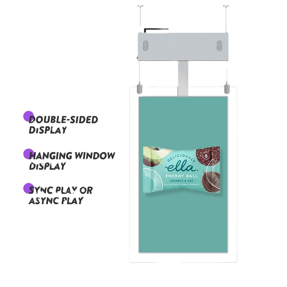 Haning Lcd displays 32‘’ 43‘’ 55‘’ Hanging LCD Display Screen digital signage and displays both sides CMS Management System